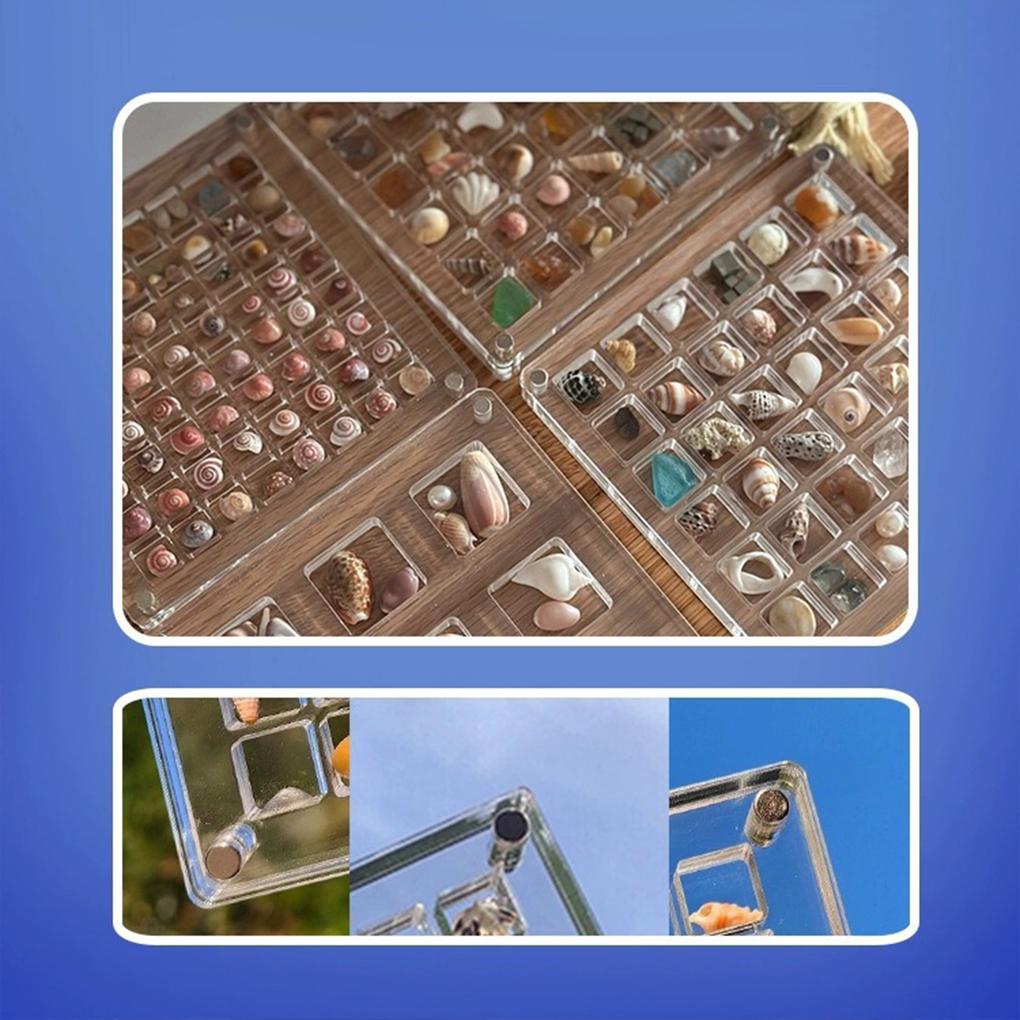 Белая витрина для ракушек, стиль 1, прозрачная акриловая коробка с 36 ячейками, органайзер для хранения ювелирных изделий и бусин