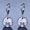 Fashion Round Leverback Jewelry Women Soccer Opal Earrings Gift