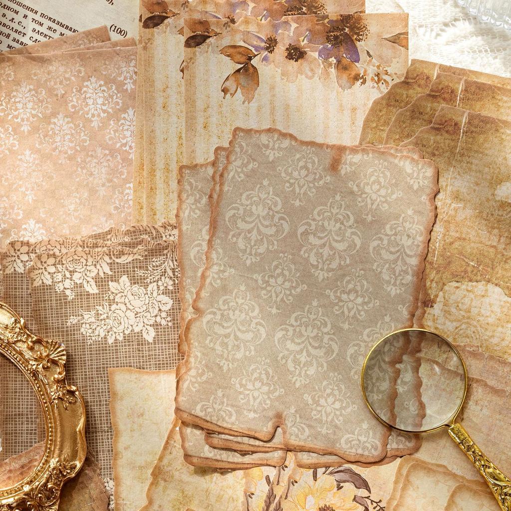 Vintage Distressed Floral Scrapbook Paper Pack Junk Journal Supplies Craft Decoupage Background for Mixed Media Art