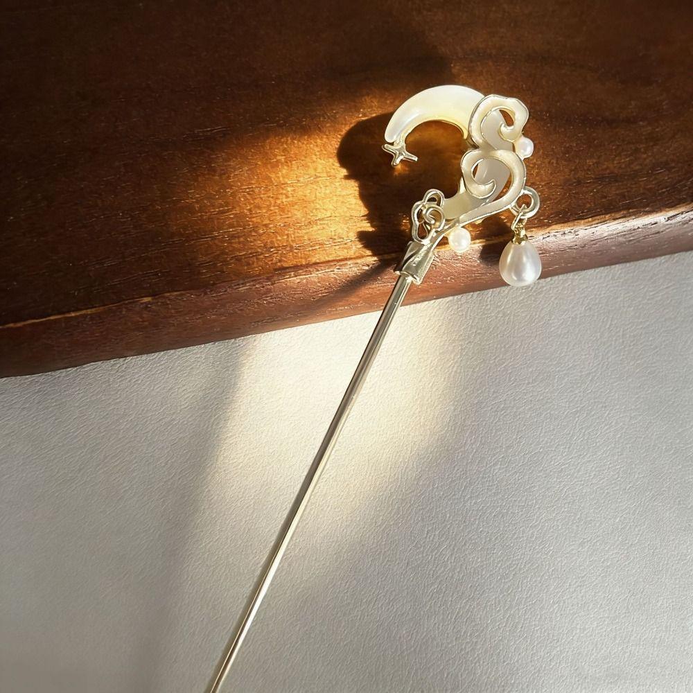 Moonlight Stone Moon Hair Stick New Chinese Style Chopstick Shaped Hairpin For Woman Girl