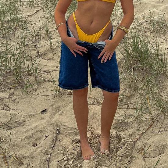 Женские джинсовые шорты длиной до колена с карманами, мешковатые джинсовые шорты-бермуды со средней посадкой, прямые джинсы, короткие брюки