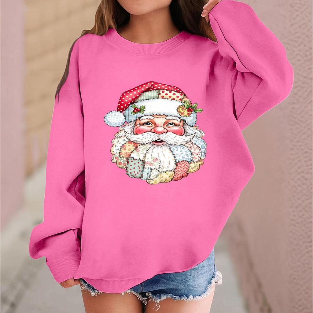 Children's Fashionable Casual Long-sleeved Loose Christmas Print Pullover Sweatshirt