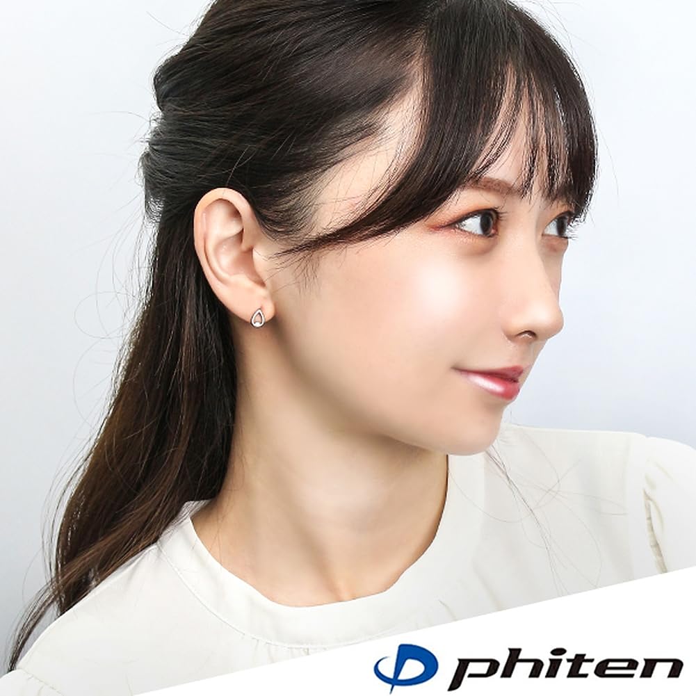 [Fefe] fe-fe x phiten [Special Edition] Phiten Titanium Women's 2-Piece Diamond Drop Stud Earrings for Both Ears, Sports & Health