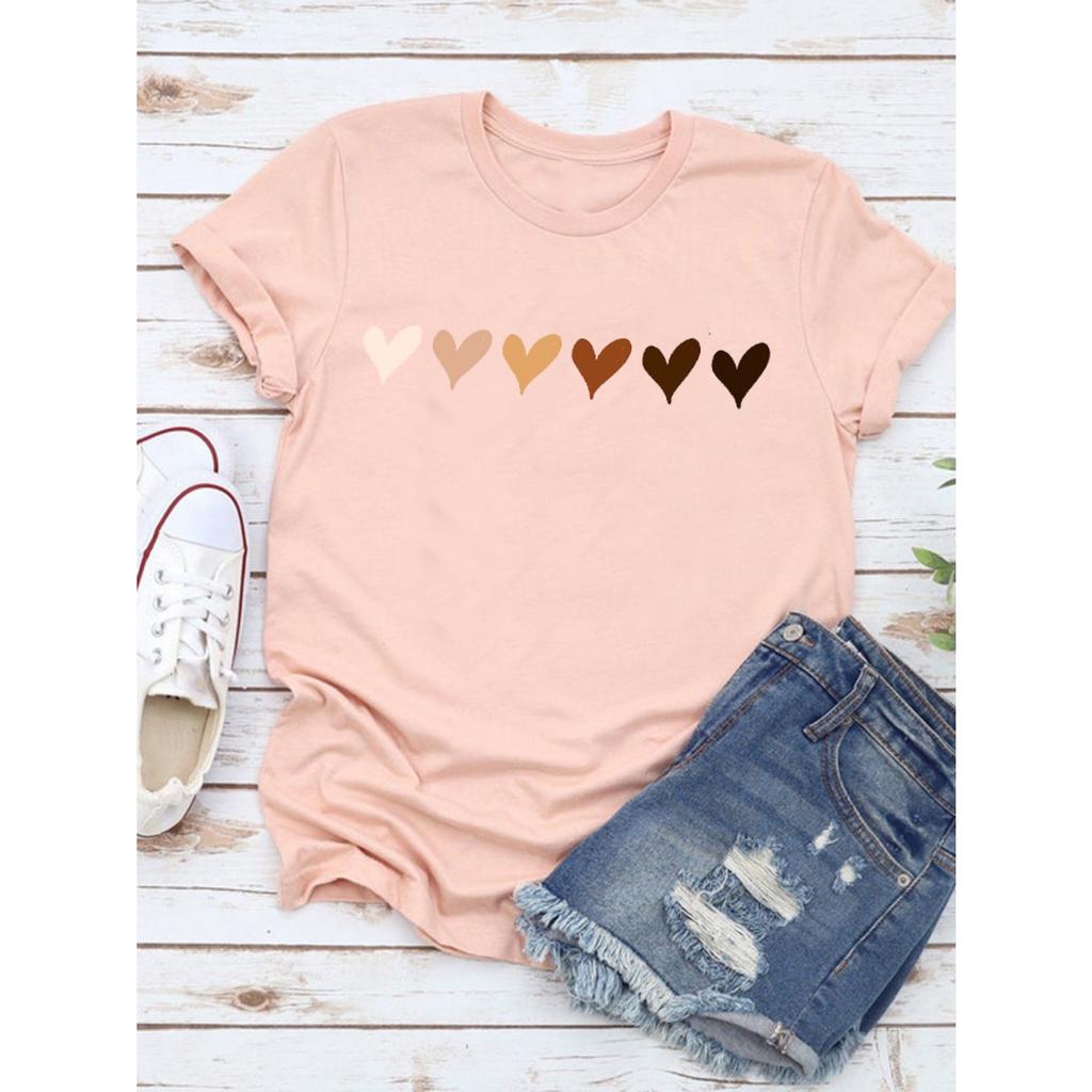 Women's Fashion Short-sleeved Casual T-shirt Clothes Summer  Clothing Ladies Print Graphic Tops