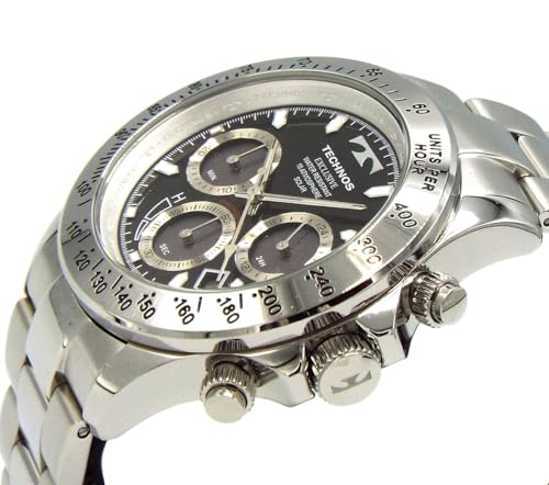 TECHNOS SOLAR WATCH Часы мужские Technos Solar Chronograph с питанием от света, черные, TAE4001ASB [Параллельный импорт]