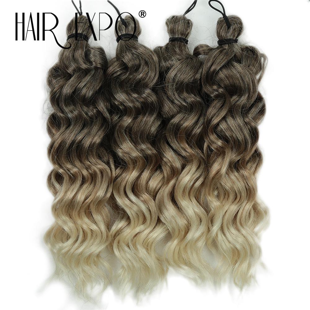 12Inch Deep Wave Twist Crochet Hair Synthetic Ocean Wave Braiding Hair Extensions 4PCS Ombre Afro Curls Blonde Brown Braids Hair