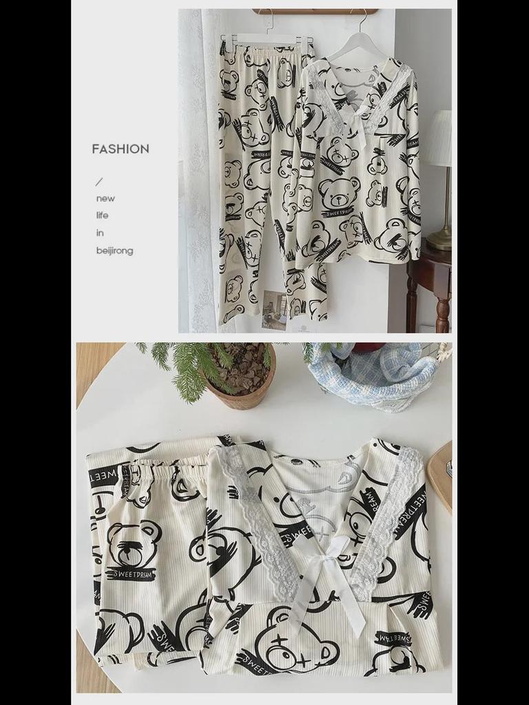 Пижама Sweet Princess для женщин больших размеров - комплект с длинными рукавами для весны и осени