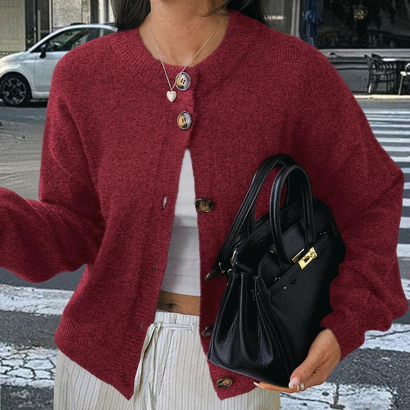 Minimalist Style Button Front Layered Look Knitted Sweater Cardigan Coat for Ladies