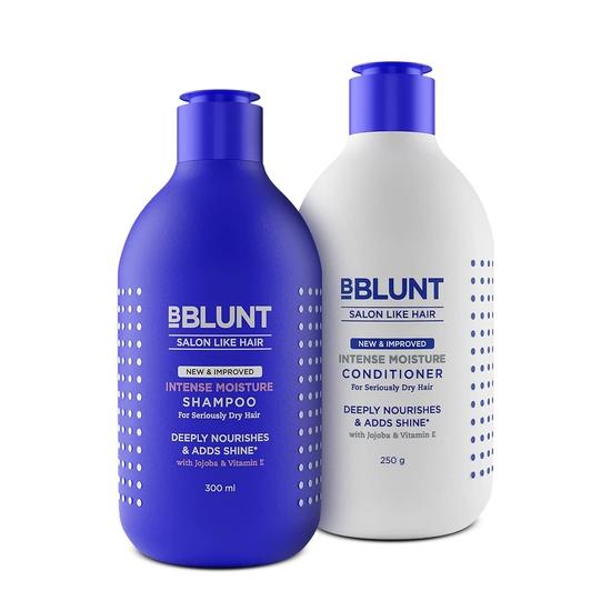 BBLUNT Intense Moisture Natural Hair Shampoo and Conditioner Combo for Women & Men's Dry Hair for Daily Use (300ml + 250g)