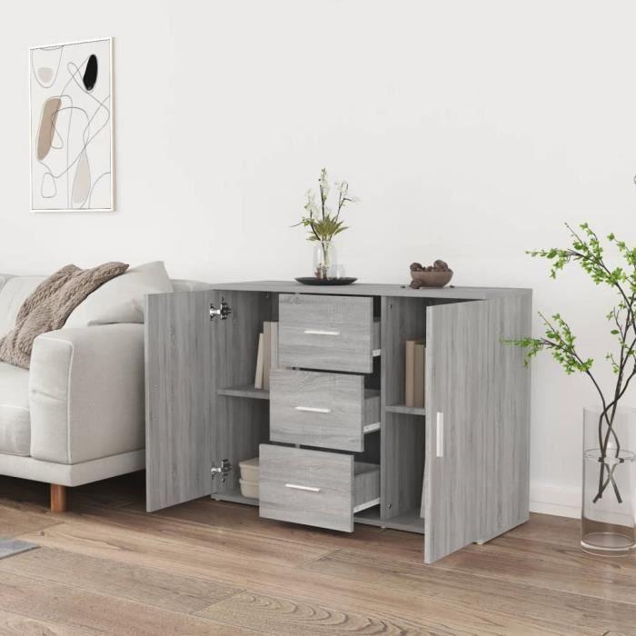 VidaXL Buffet Sonoma gris 91x29,5x65 cm Bois d'ingénierie 823348