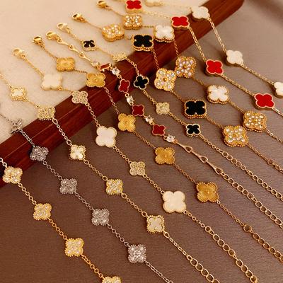 Браслет из циркона и перламутра в стиле легкой роскоши, индивидуальный браслет для работы, браслет, темпераментный браслет для интернет-знаменитостей, высококлассный браслет с четырехлистным клевером