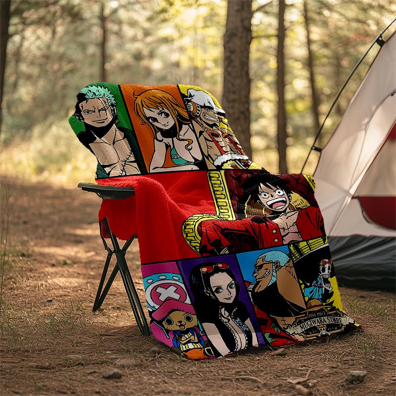One Piece Theme Printed Blanket - Perfect for Couch, Bed, Travel & Outdoor Use | Machine Washable, Cozy & Durable.