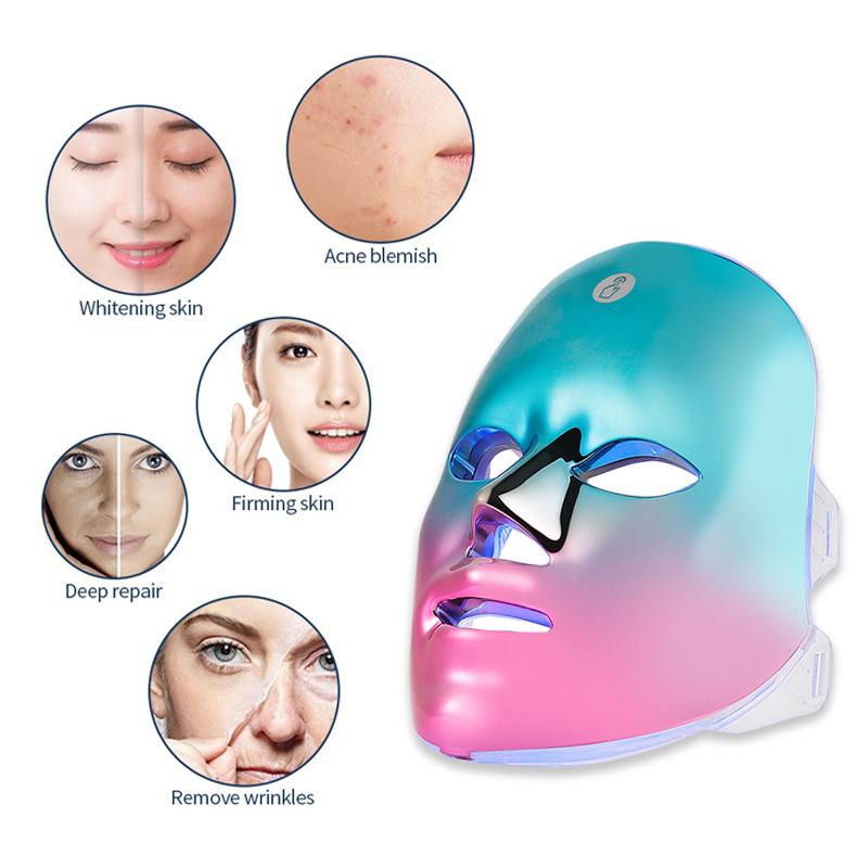 Premium 7 Colors LED Beauty Mask 600mAh Wireless Photon Facial Mask Machine Therapy Acne Anti Aging Skin Tightening Lifting Tool