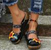 Women Summer Shoes 2025 New Comfort Roman Platform Sandals Women Flower Non-slip Plus Size Baotou Wedge Ladies Slippers