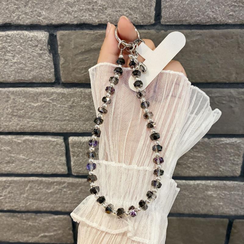 1Pc High-End Luxury Hand-Beaded Wrist Chain Mobile Phone Lanyard With Short Water Drop Crystal Pendant Hand-Held Hanging Chain