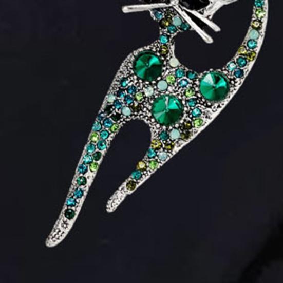 Cute Cat Shape Brooch Colorful Shining Rhinestones Inlaid Pin Suit Lapel Badge Jewelry Gift Coat Accessories