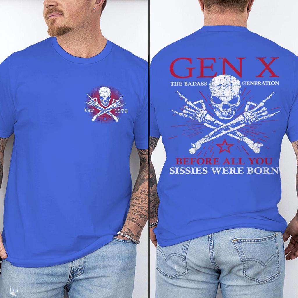 Est 1976 Vintage Gen X Graphic T Shirts Unisex Unisex Fun Generation X Print Tops Short Sleeve Crew Neck Male Streetwear