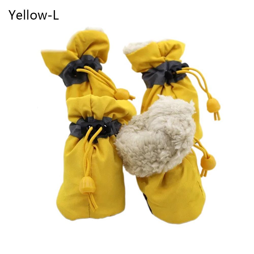 4pcs With Velvet Thick Puppy Socks Anti-slip Footwear Pet Shoes Rain Snow Boots Warm Dog Shoes