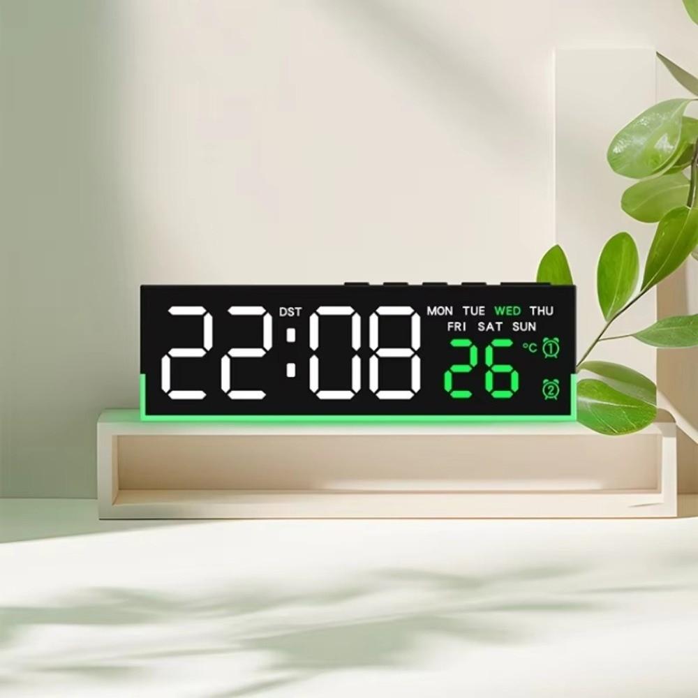 3 Levels Brightness LED Digital Alarm Clock Mood Light Temperature Display Electronic Clock 12/24H Display with Night Mode