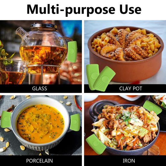 2 шт. силиконовый держатель для горячей ручки, теплоизолированный чехол-рукоятка для чугунных сковородок, сковородок, грилей, антиожоговый зажим