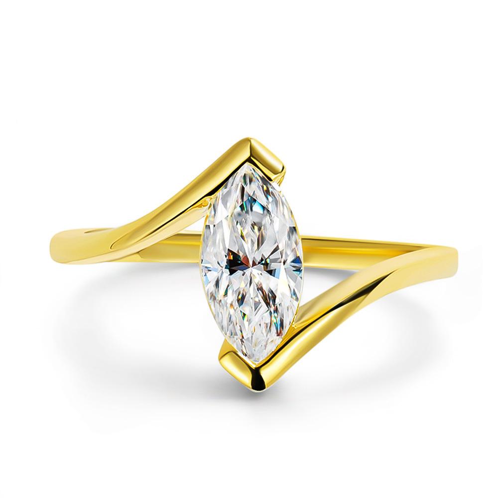 Обручальное кольцо с муассанитом огранки «Маркиз» 1 карат для женщин МедьПозолоченное 18 каратным золотом Кольцо-солитер с бриллиантом Свадебные кольца Украшения