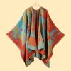 Literary Travel Shawl Autumn and Winter Imitation Cashmere Knitted Scarf Slit Oil Painting Cloak Outer Wear