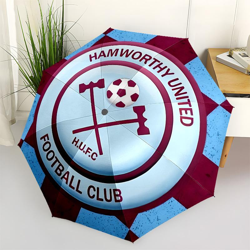 Hamworthy United, Football Club Automatic Opening and Closing, 8 rib Structure Portable Umbrella, Suitable for Men and Women in All Seasons