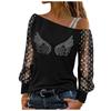 Модный женский сексуальный сетчатый топ с дырявыми плечами, повседневный свободный пуловер с длинными рукавами