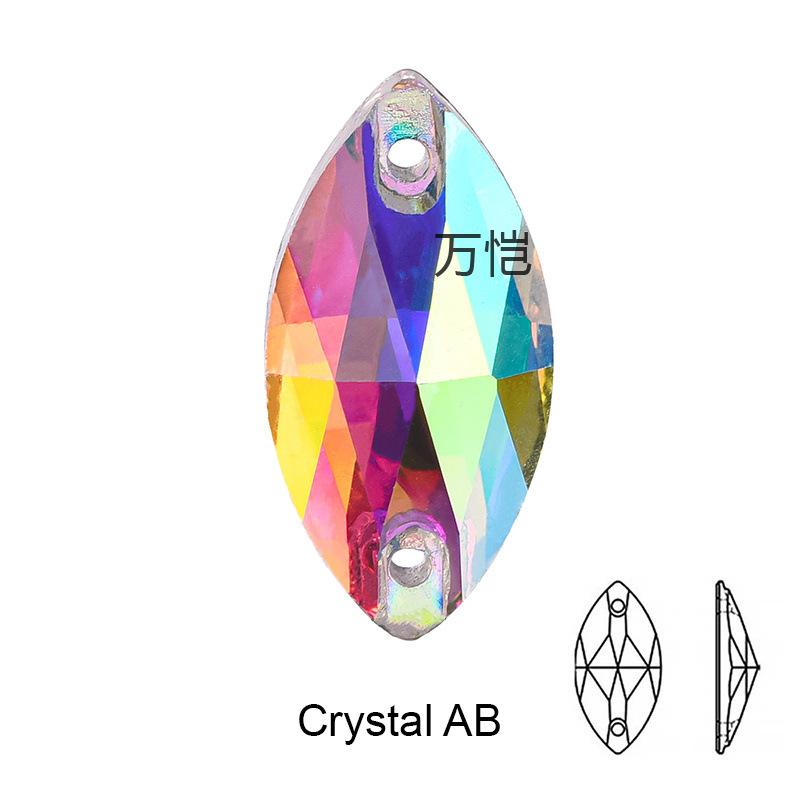 Стеклянная дрель с плоским дном для ручного шва, белая, Ab, двойное отверстие, капля воды, конский глаз, спутниковая плоская пряжка, сделай сам, ювелирные изделия, аксессуары для багажа, стразы