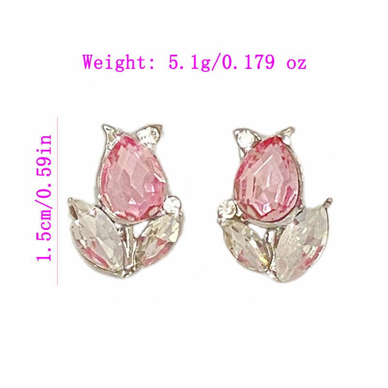 Новые модные простые серьги-джокеры с розовым цирконием и тюльпаном, женские серьги
