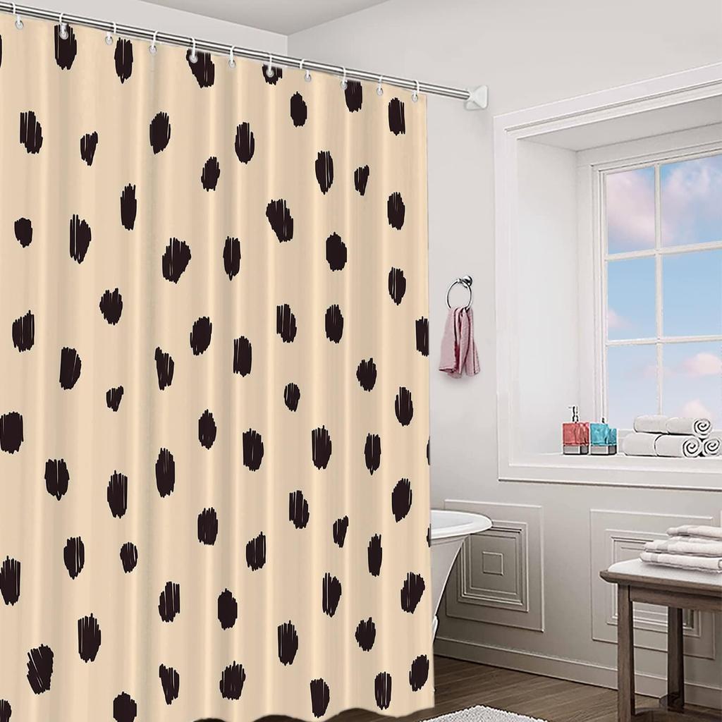 Brown Cartoon Leopard Decor Shower Curtain,Animal Polyester Shower Curtain For Shower Stall Bathroom Waterproof With 10 Hooks
