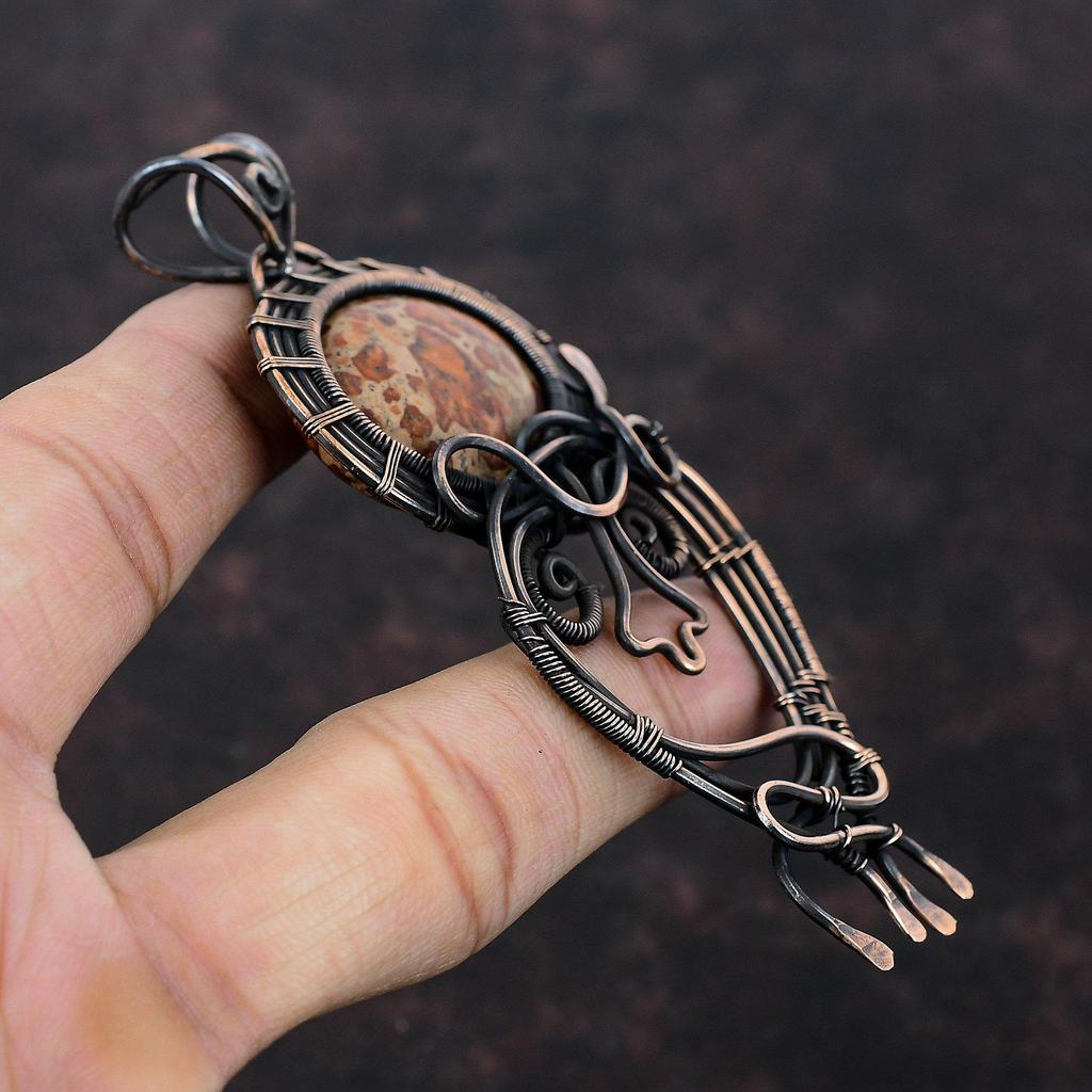 Asteroid Jasper Gemstone Pendant Copper Wire Wrapped Jewelry Beautiful Copper Pendant Handmade Boho Jewelry Wire Wrap Pendant Wedding Gift