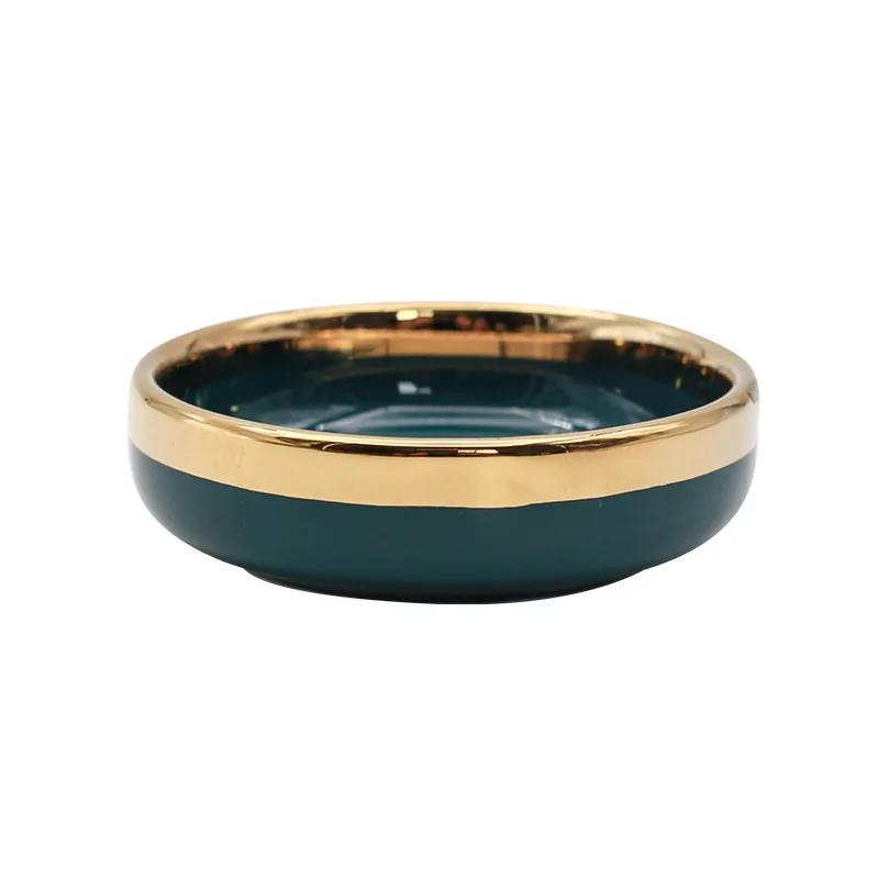 Nordic Light Luxury Gold Ceramic Small Plate Snack Sauce Dish Round Ceramics Condiment Dish Home Kitchen Supplies Tableware