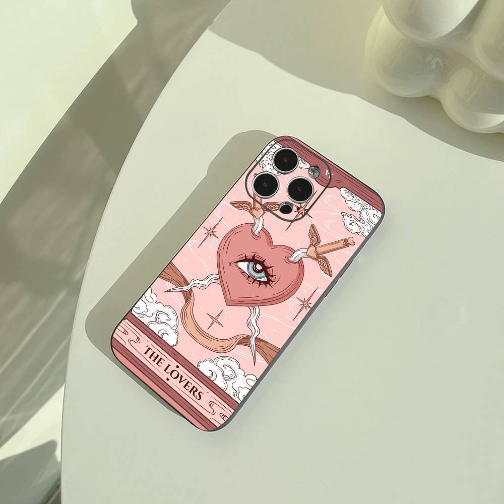 Эстетичный чехол для телефона с таро для iPhone 17,16,15,14,13,12,11 Pro Max, Легкий и практичный, Мягкий черный чехол