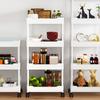 Storage Shelf  with 360-Degree Wheels Versatile 4-Tier Rolling Cart Space-Saving Removable Multi-Tier Shelf