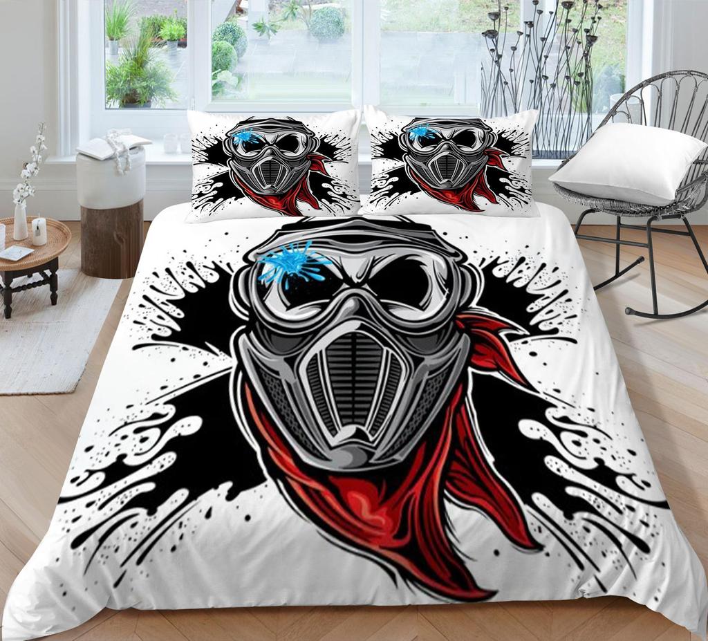 Bedding Set 3D Skull Printing Bedding Set Bedclothes Bed Three Piece Comfortable Pillowcase Polyester Quilt Cover