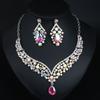 Simple Fashion Flash Rhinestone Necklace Earrings Set Femininity Banquet Dress Accessories