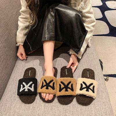 Хлопковые тапочки шерстяные женские домашние осенне-зимние короткие плюшевые плоские домашние нескользящие тапочки большого размера