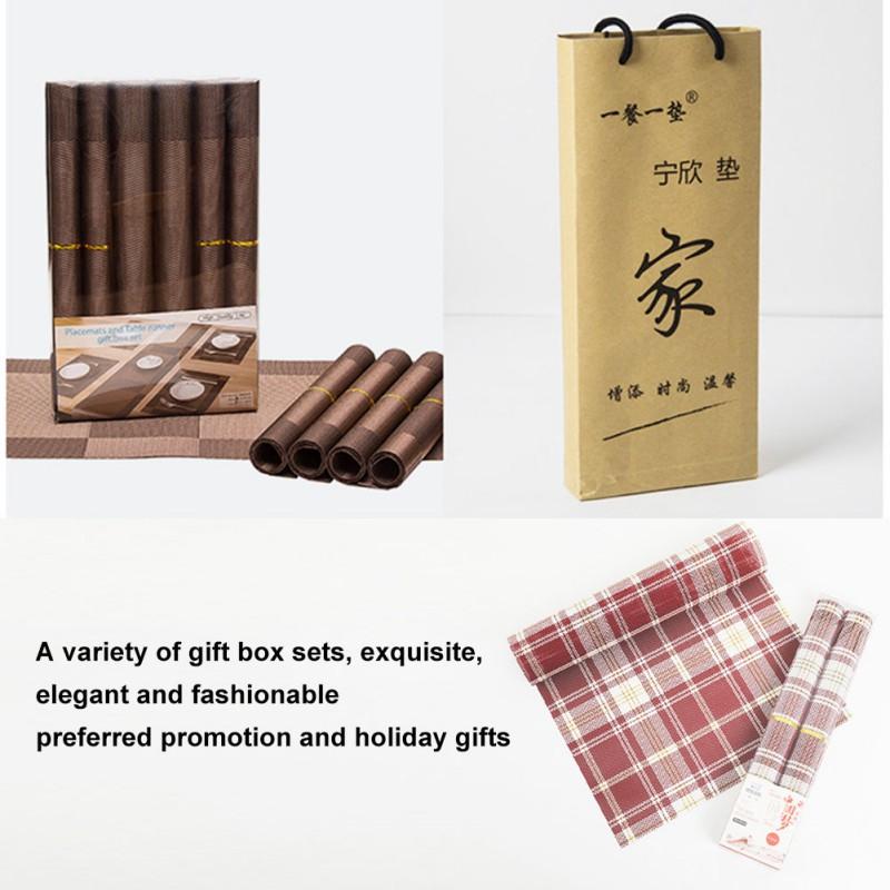 4pcs/set Plaid Placemats Set 45x30cm PVC Non-Slip Heat Insulating Table Mats Rectangular Table Mats Coasters Desktop Decoration