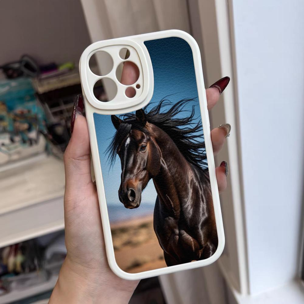 Чехол для телефона с изображением темной лошади для iPhone 17 16 15 14 12 13 Pro Max 11 Mini Air Xs Puls Силиконовый чехол из кожи ягненка