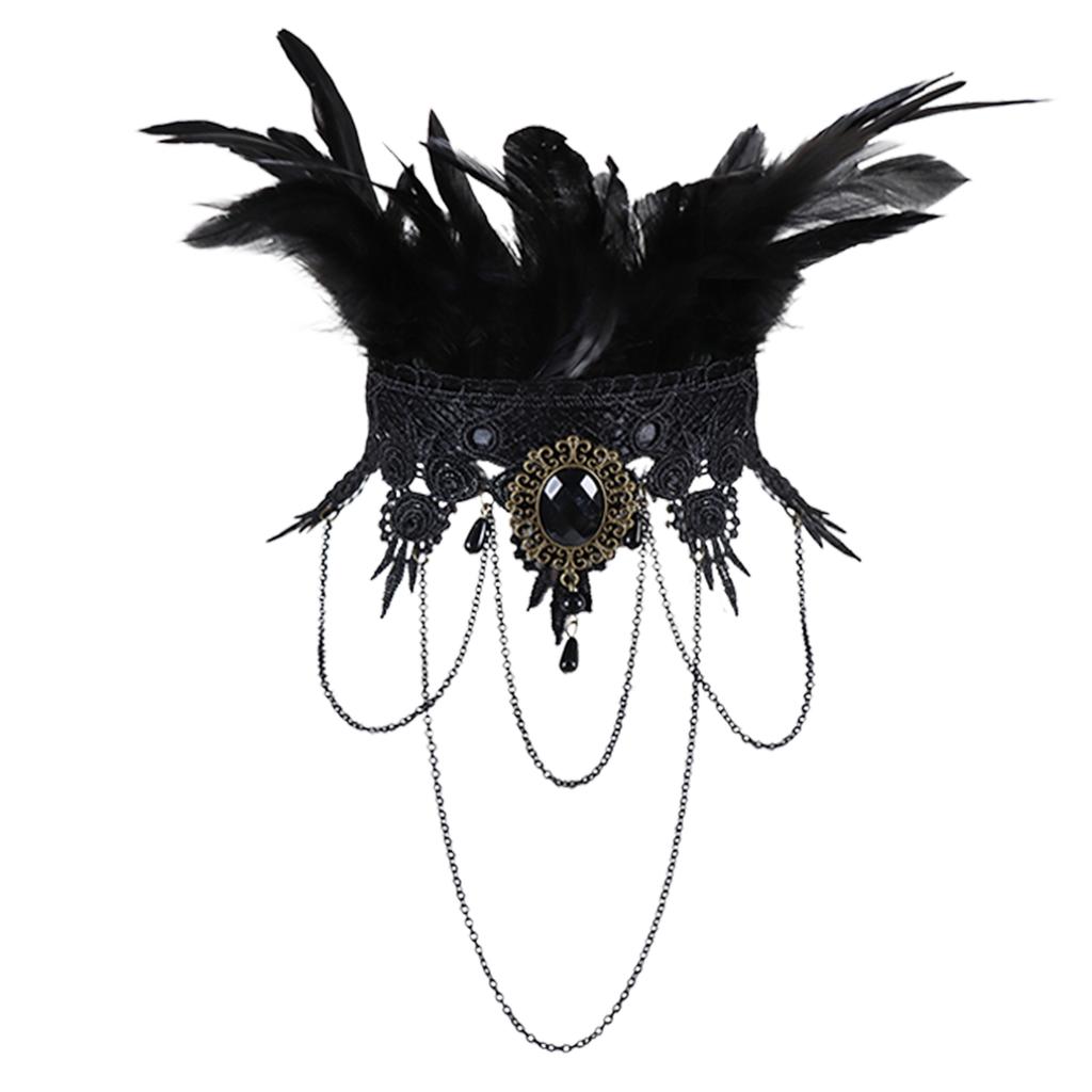 Gothic Lace Feather Scarf Lace Feather Bracelet Masquerade Brother Women's Clothing Accessories