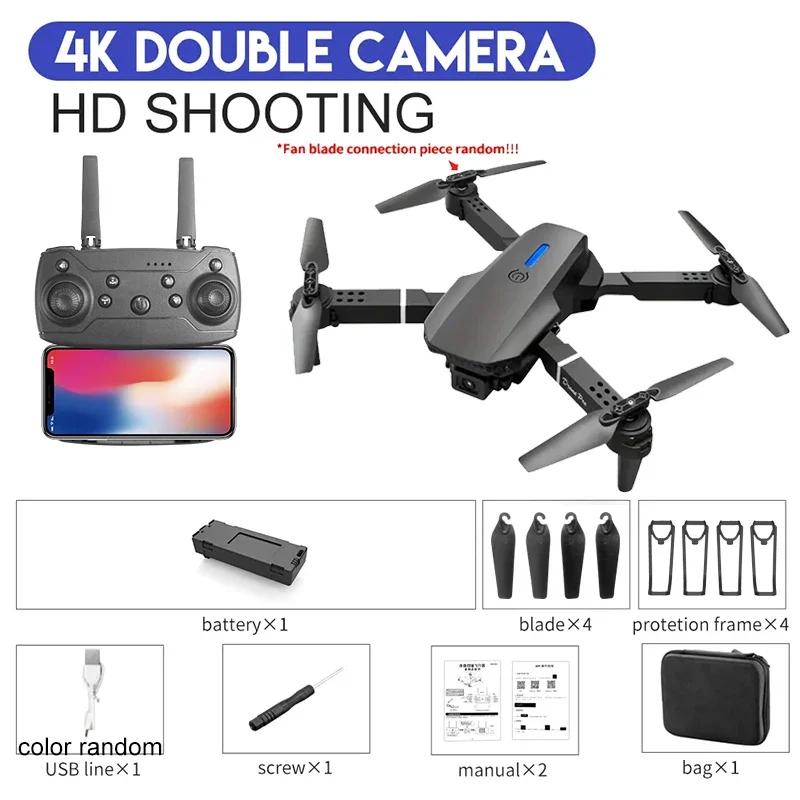 E88Pro 4K FPV Drone Foldable RC Helicopter with 1080P Dual HD Camera WiFi Height Hold for Professional Aerial Photography