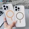 KEYSION HD Прозрачный Магнитный Беспроводной Чехол для Зарядки MagSafe для iPhone 16 Plus 16e 15 16 Pro Max Жесткий Прозрачный Чехол