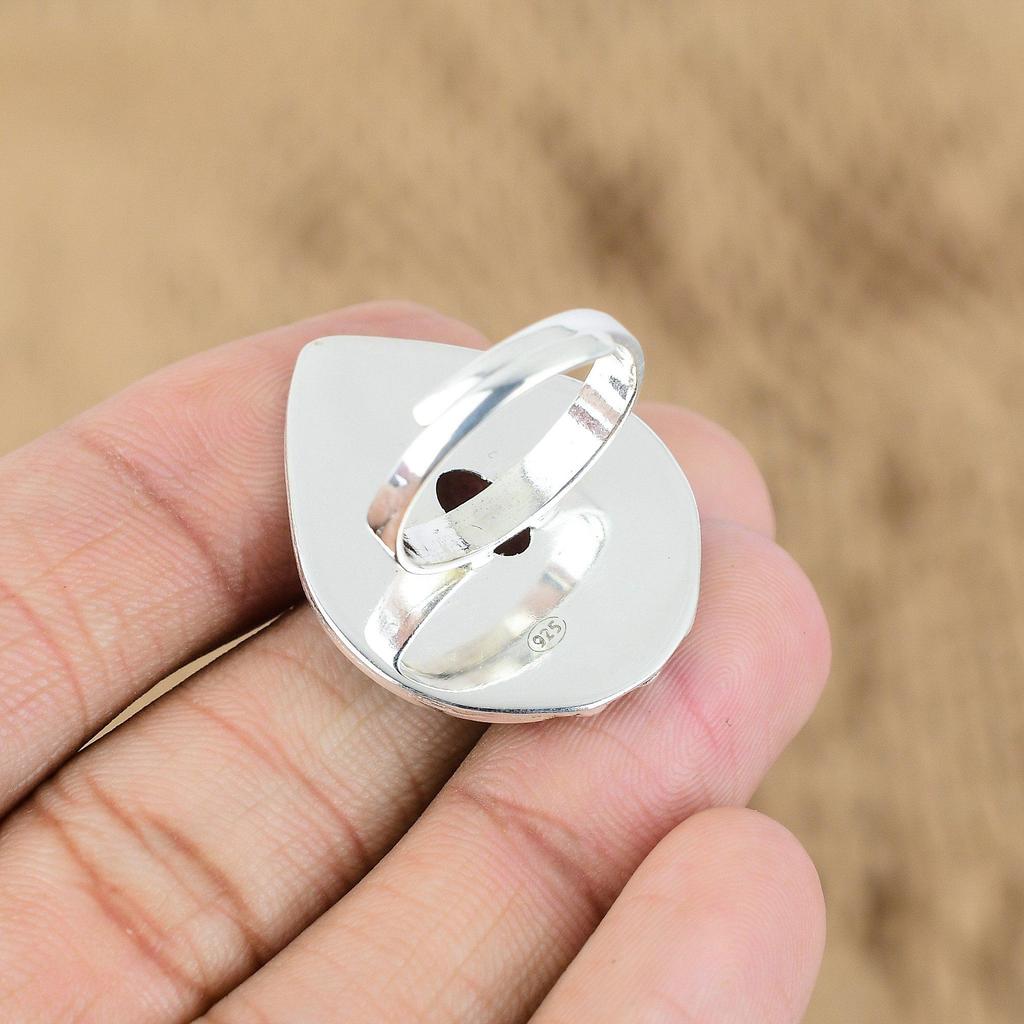 Natural Sunstone Gemstone 925 Sterling Silver Promise Adjustable Ring For Girls