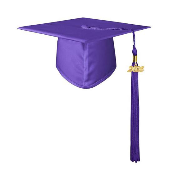 Унисекс Матовая академическая шапочка с кисточкой-шармом 2026 года Взрослые Поздравляем Выпускной аксессуар для средней школы Бакалавр Магистр