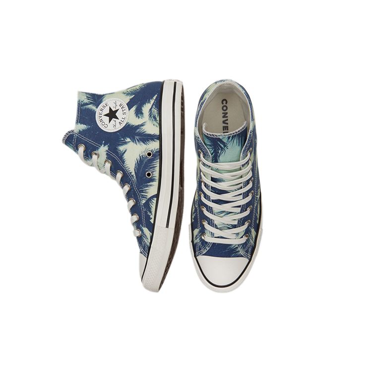 Converse Chuck Taylor All Star Удобные Универсальные Принтованные Высокие Кеды из Канваса Унисекс Кроссовки Синие 171280C