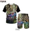 Летняя забавная футболка с 3D принтом для ловли карпа, комплект шорт, мужская спортивная одежда, спортивные костюмы с круглым вырезом и коротким рукавом, крутая мужская одежда