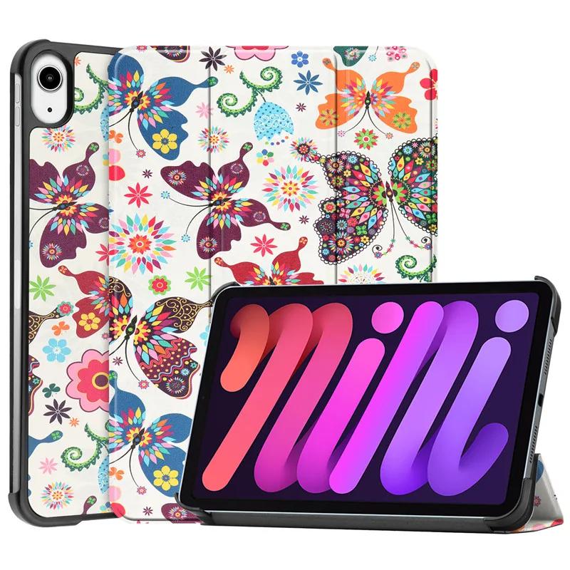 Чехол для Apple iPad Mini 7 8,3 дюйма, кожаная подставка, тройной складной чехол, жесткий смарт-чехол для iPad Mini 7 8,3 дюйма 2024, чехол, чехол, чехол, чехол