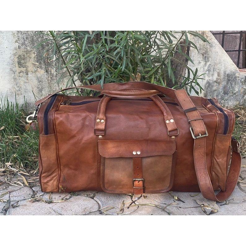 24-дюймовая кожаная спортивная сумка дорожная сумка для ручной клади Ночная сумка Кожаная дорожная сумка отпускная спортивная сумка ручной работы
