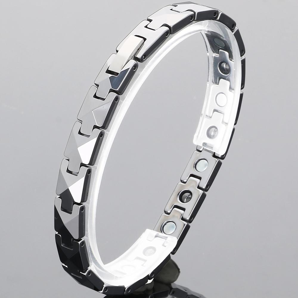 Мужской терапевтический германиевый магнитный браслет, вольфрамовая пулевая цепочка, регулируемый, с отрицательными ионами, для здоровья, не царапается